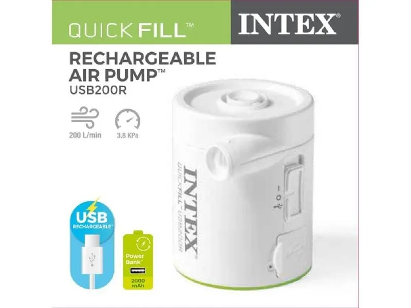 Intex Luftpumpe Quick-Fill Wiederaufladbar, USB 200