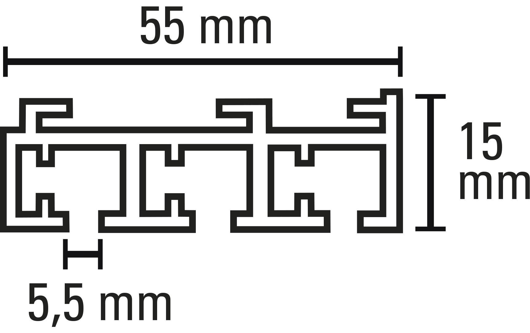 Gardinia Flächenvorhangschiene Atlanta, 3-läufig 160 cm, Schwarz-matt