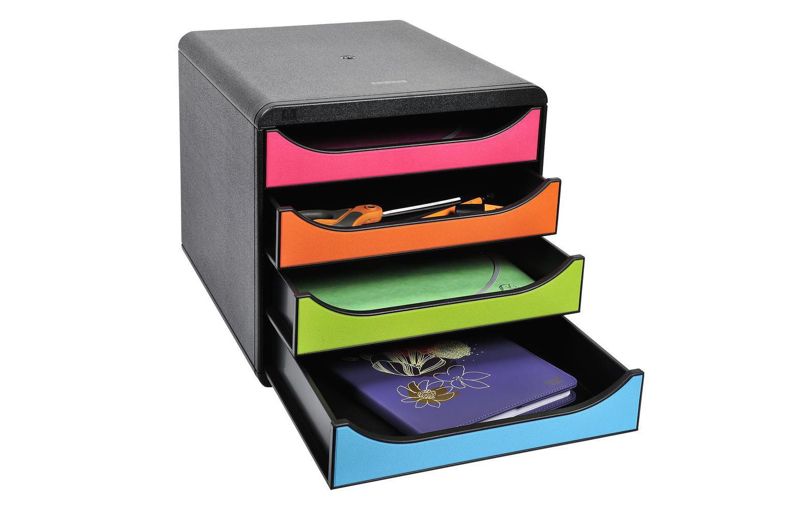 Exacompta Schubladenbox Big Box 4 Schubladen, Schwarz / Harlekin Exacompta Schubladenbox Big Box 4 Schubladen, Schwarz / Harlekin