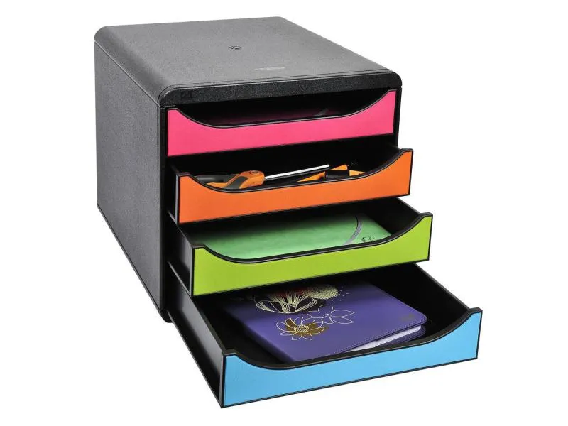 Exacompta Schubladenbox Big Box 4 Schubladen, Schwarz / Harlekin Exacompta Schubladenbox Big Box 4 Schubladen, Schwarz / Harlekin