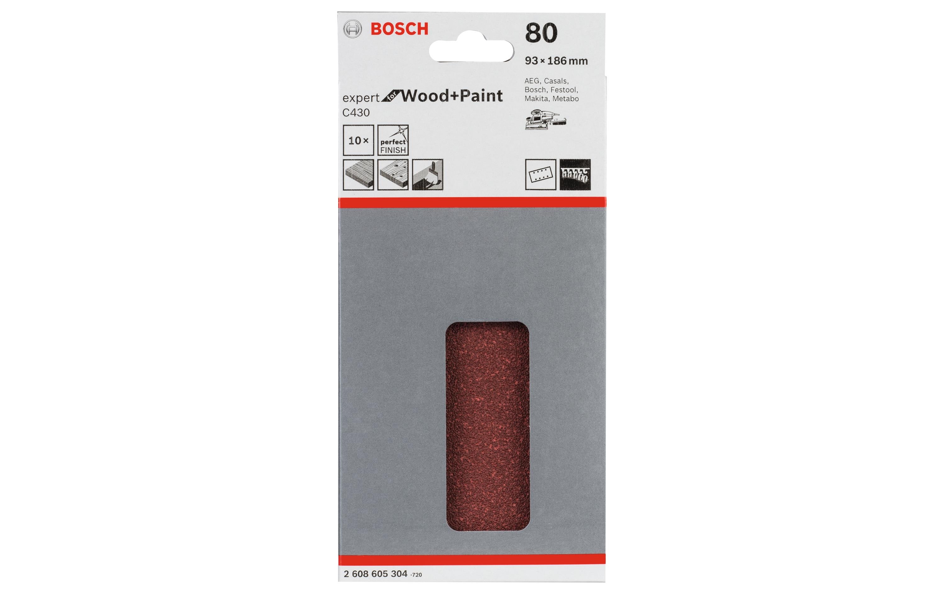 Bosch Professional Schleifblatt C430 93 x 186 mm, K 80, 10 Stück Bosch Professional Schleifblatt C430 93 x 186 mm, K 80, 10 Stück