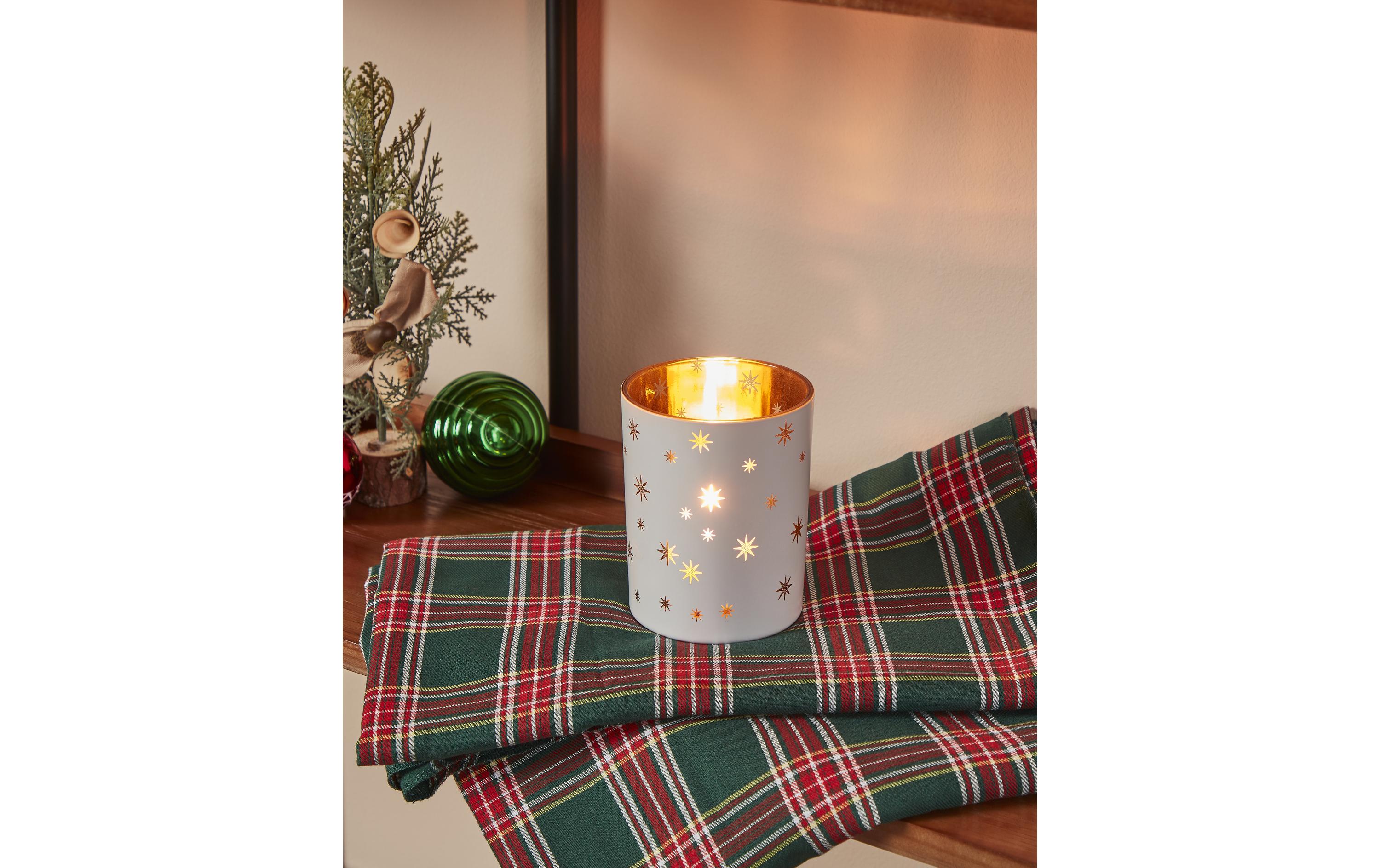 EGLO Teelichthalter Lukut 12.5 cm Gold/Weiss, Glas