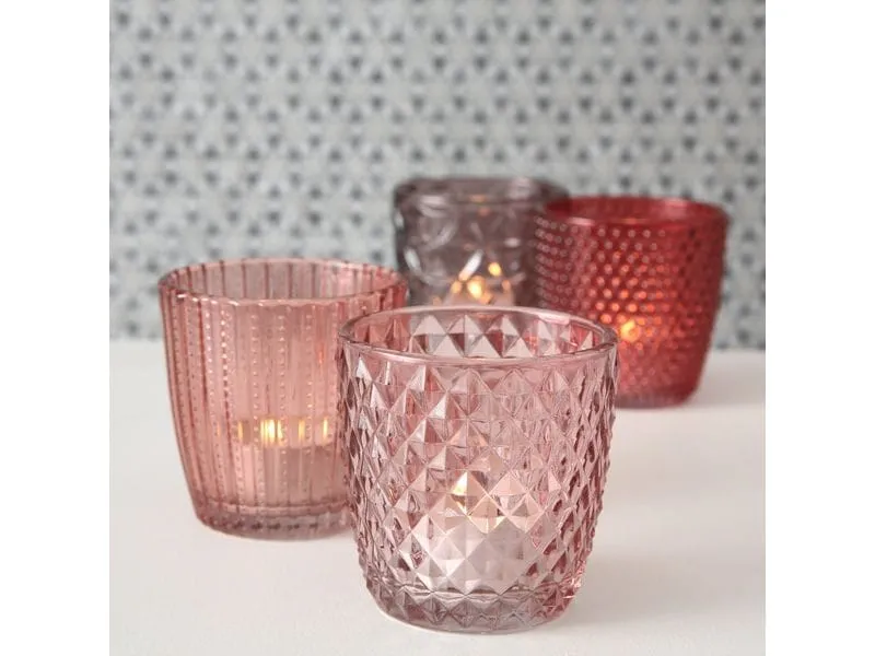 Boltze Windlicht Marilu 4 Stück, 7.5 cm, Rosa Boltze Windlicht Marilu 4 Stück, 7.5 cm, Rosa