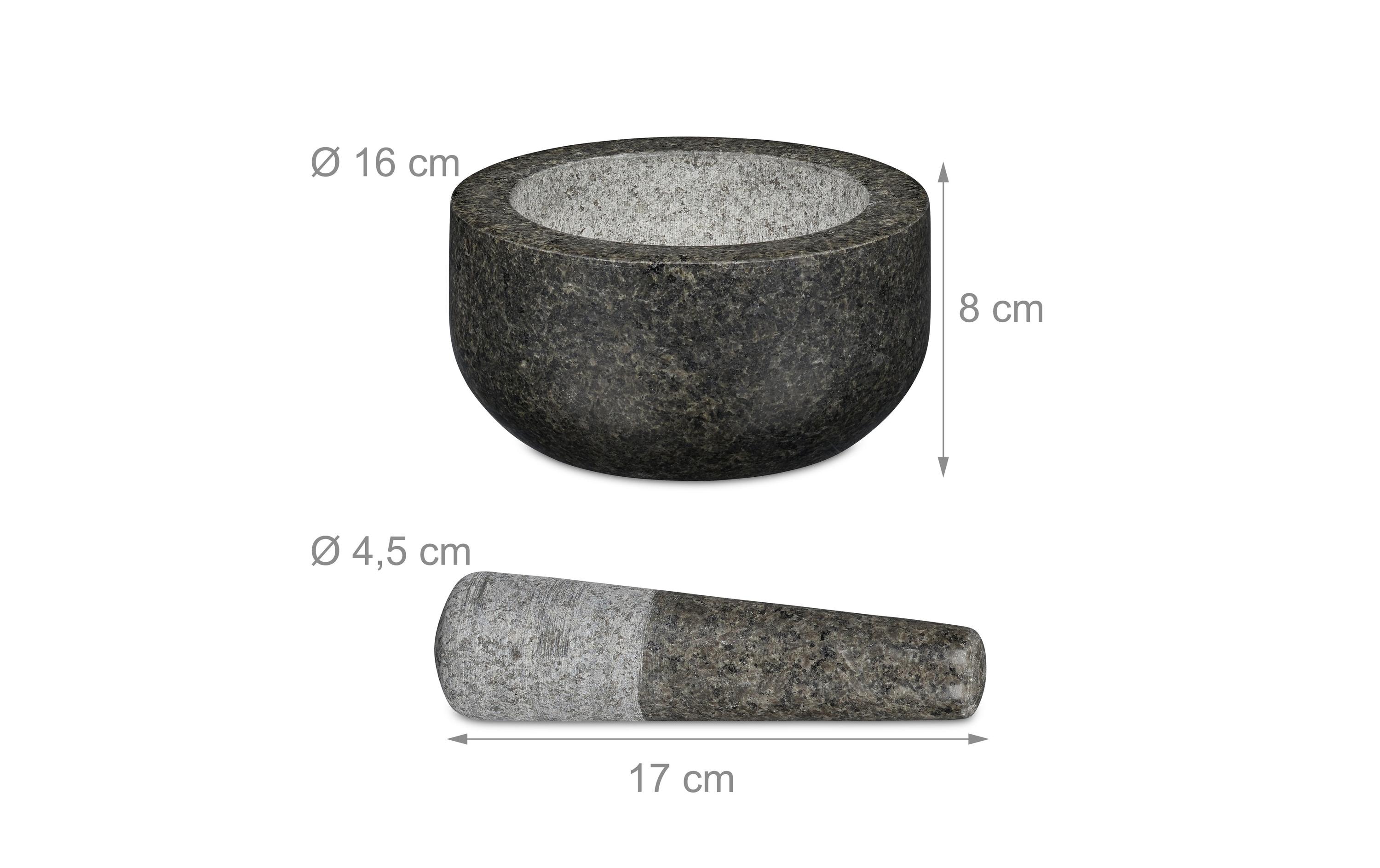 relaxdays Mörser mit Stössel 16 cm, Granit
