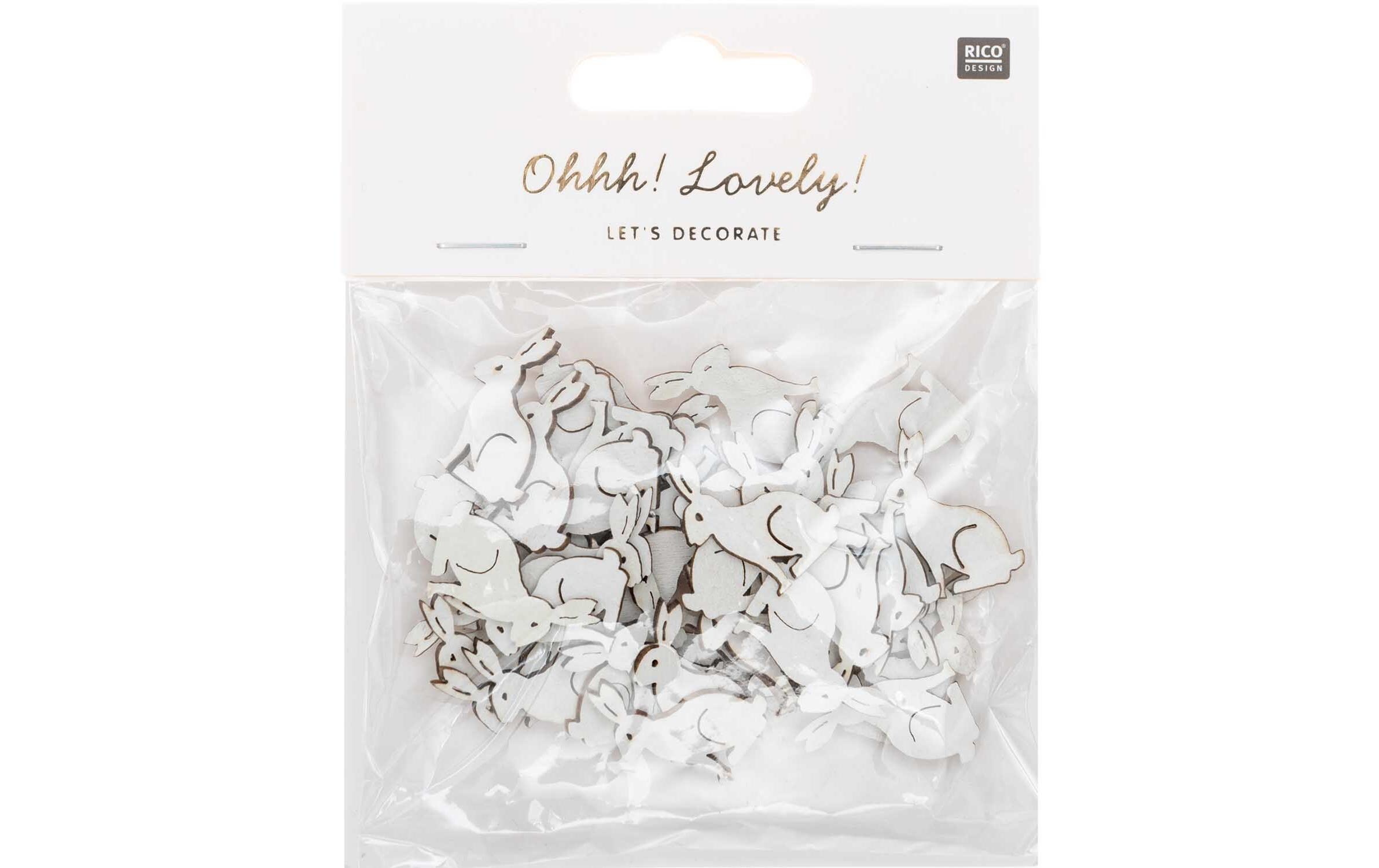 Rico Design Streudeko Hase klein, 48 Stück, Weiss