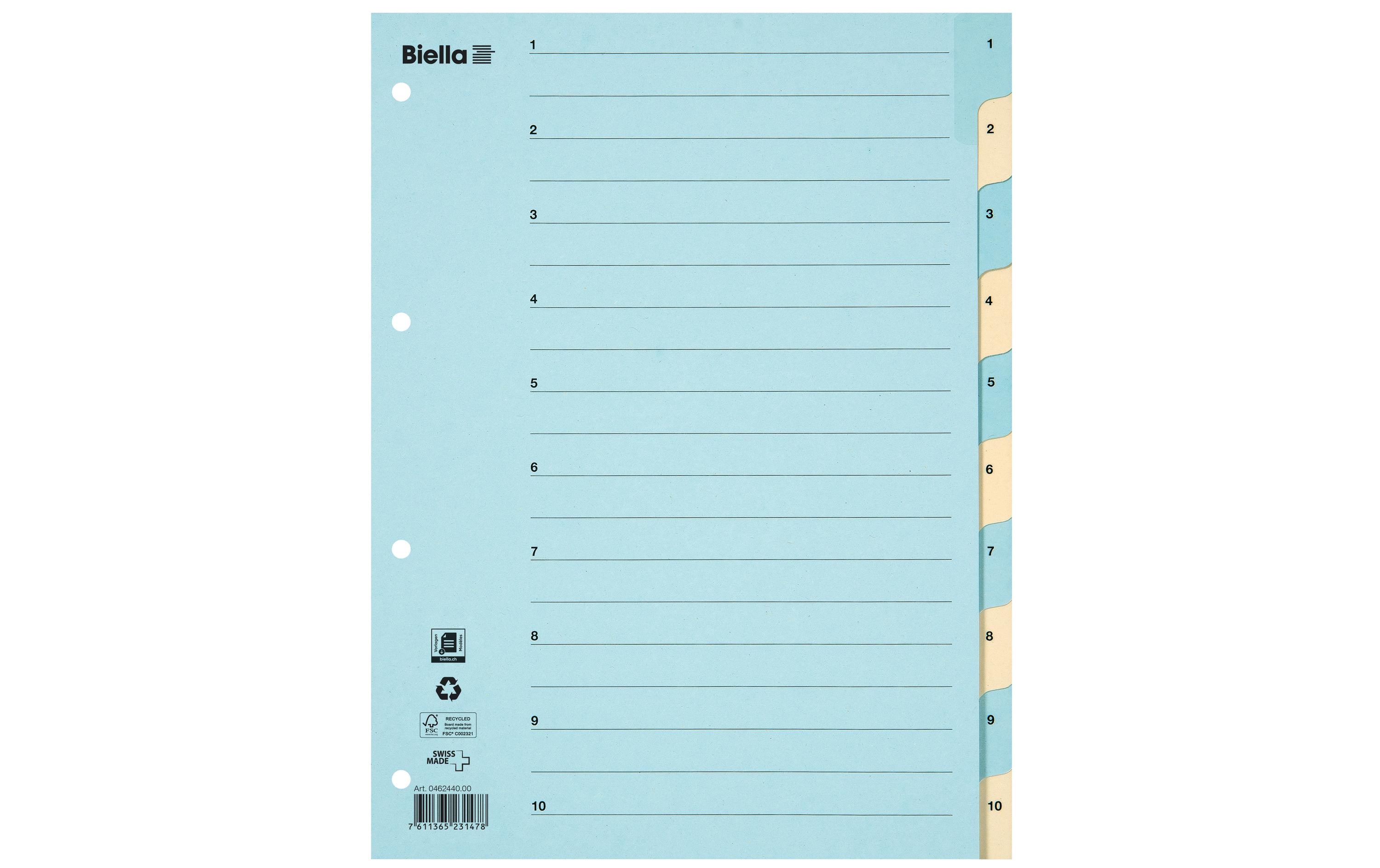 Biella Register A4 1 - 10 Karton