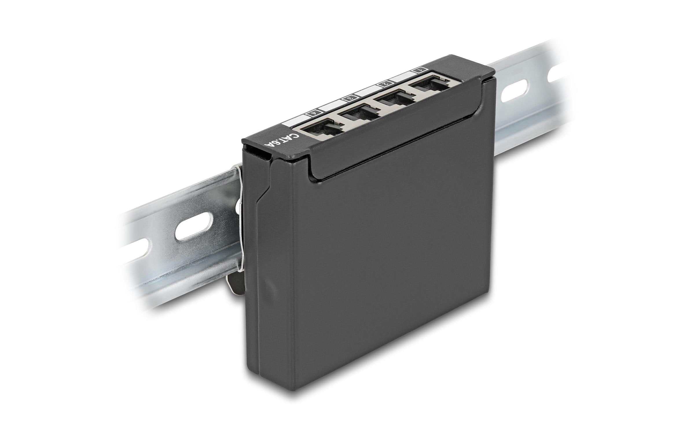 Delock Patchpanel 4-Port Desktop/DIN-Rail/Wand