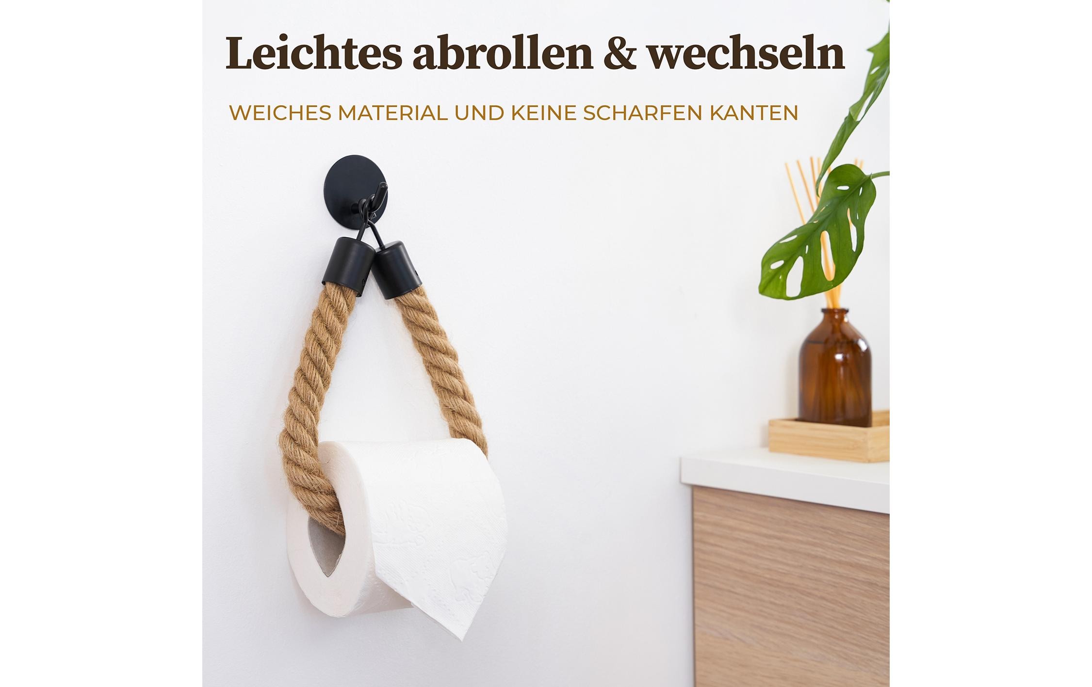 Hennez Toilettenpapierhalter Rope Stick Nature/Schwarz