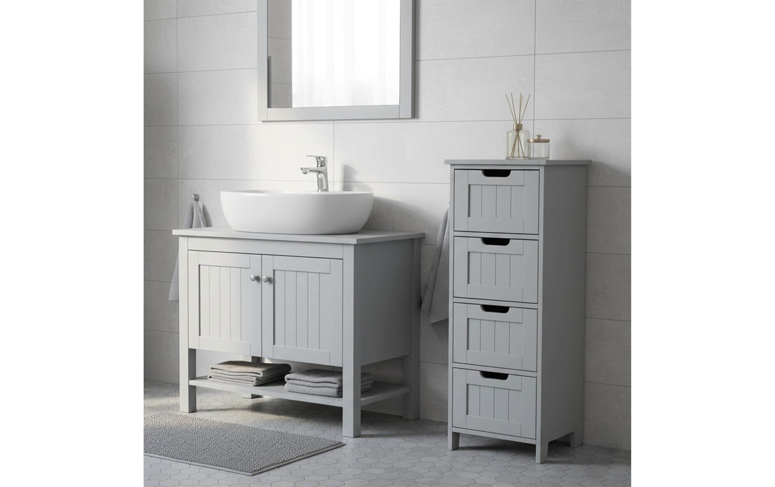 relaxdays Badezimmerregal 30 x 82 cm, Grau