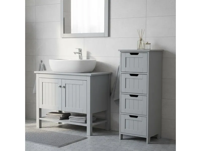 relaxdays Badezimmerregal 30 x 82 cm, Grau relaxdays Badezimmerregal 30 x 82 cm, Grau