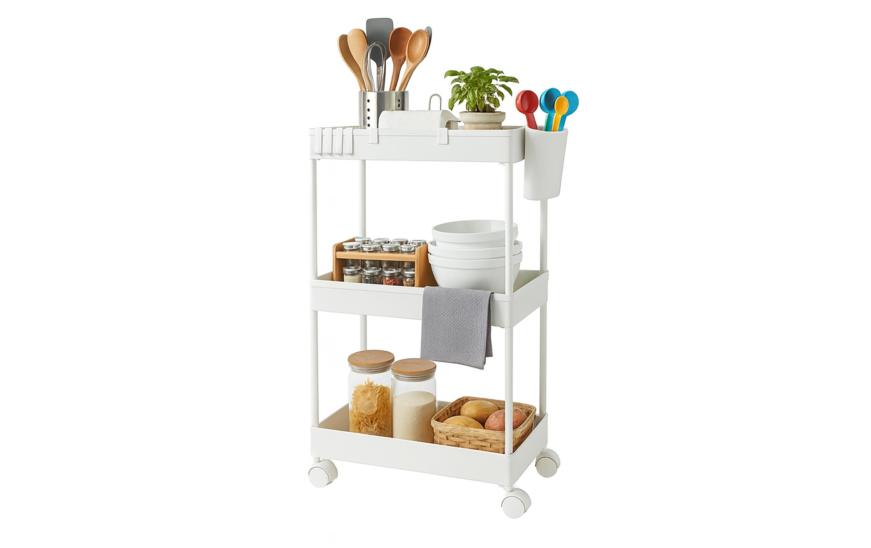 relaxdays Küchenwagen 62.5 x 40 x 22 cm Weiss