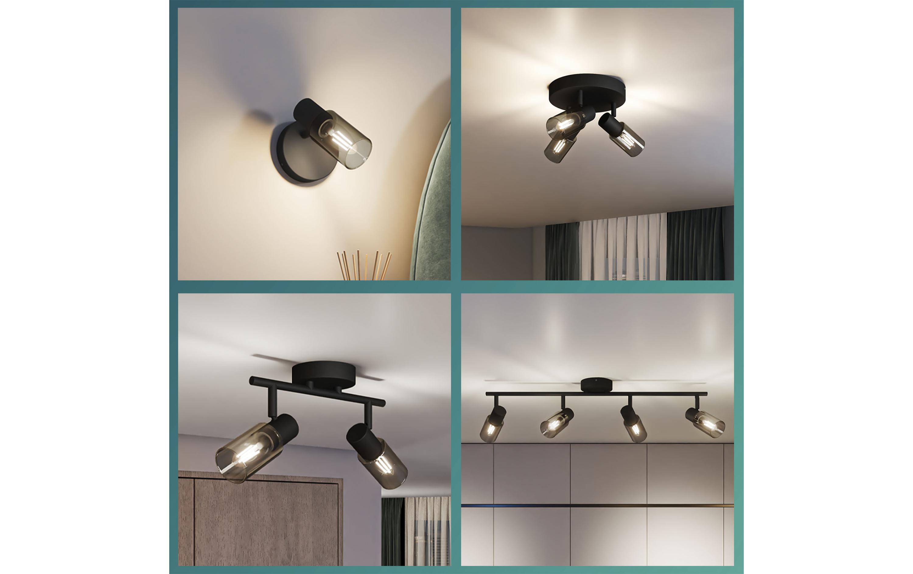 Philips Aufbauspot Palms 3er Spot für E14 Schwarz, ohne Leuchtmittel