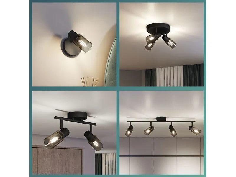Philips Aufbauspot Palms 3er Spot für E14 Schwarz, ohne Leuchtmittel