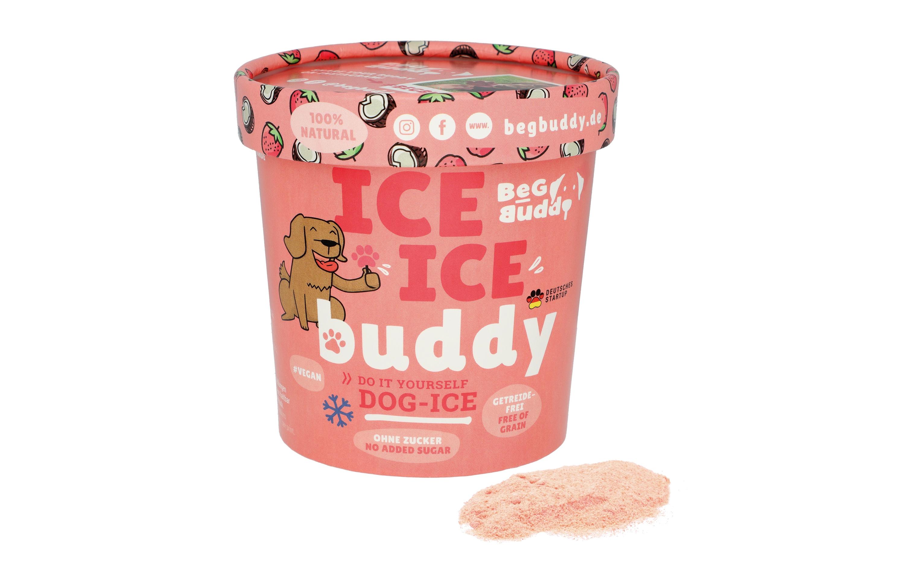 BeG Buddy Hunde-Nahrungsergänzung Eispulver mit Kokos-Erdbeere, 66 g