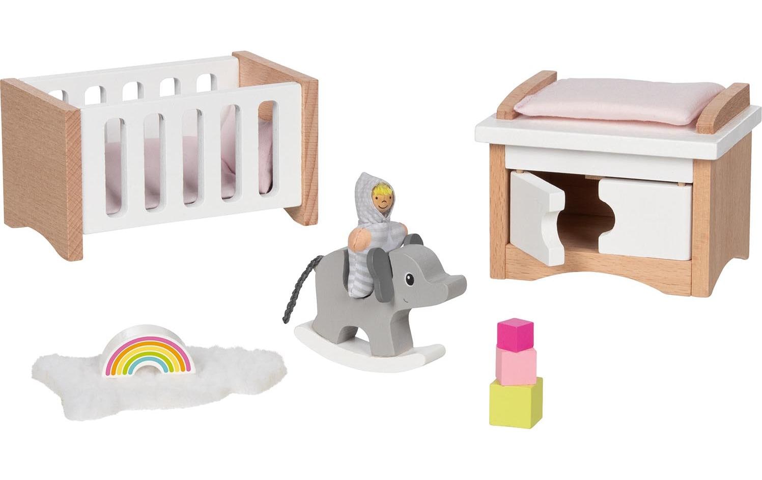 Goki Puppenhausmöbel Babyzimmerausstattung 12-teilig