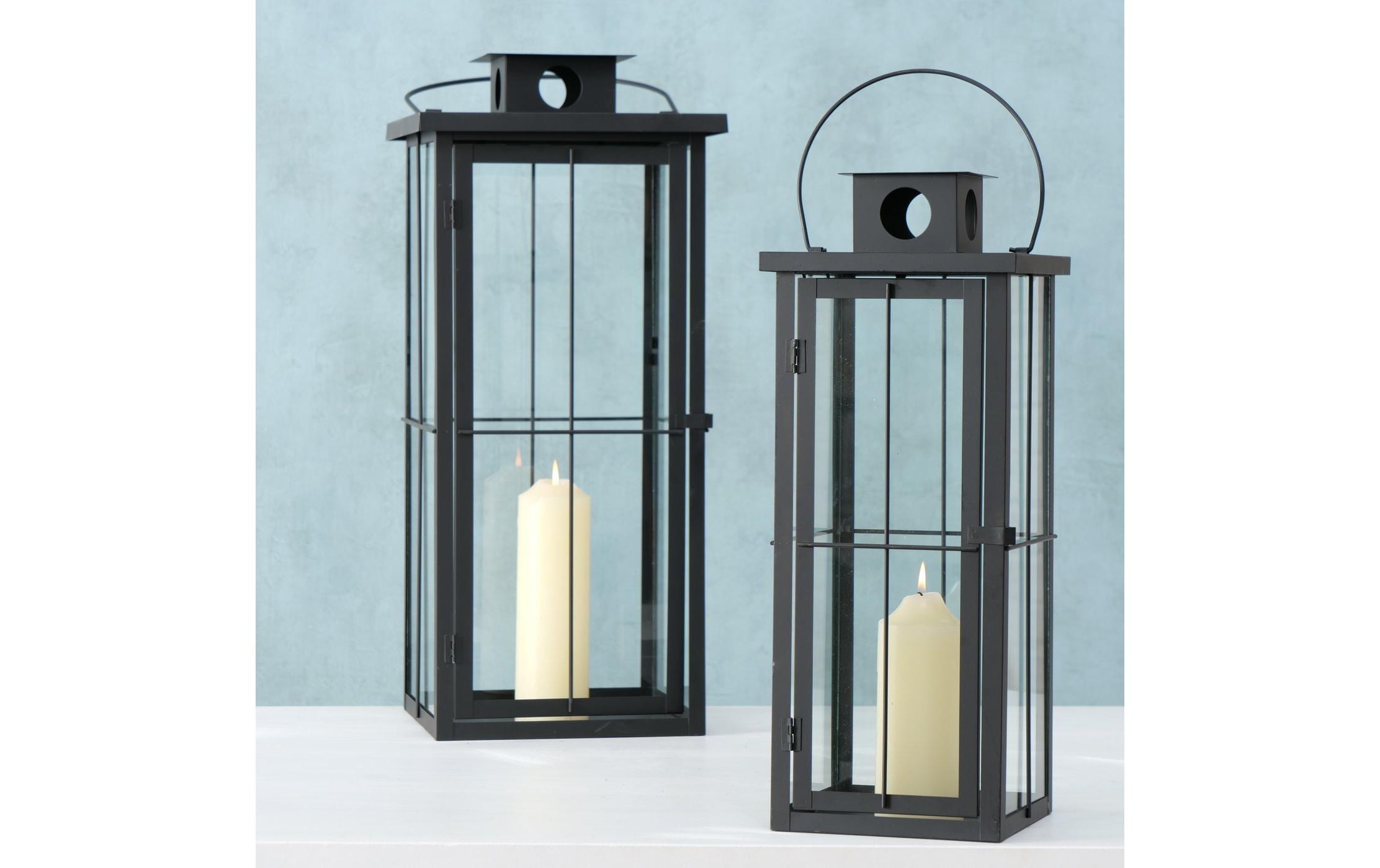 Boltze Laterne Arizona 2-teilig, Schwarz/Transparent