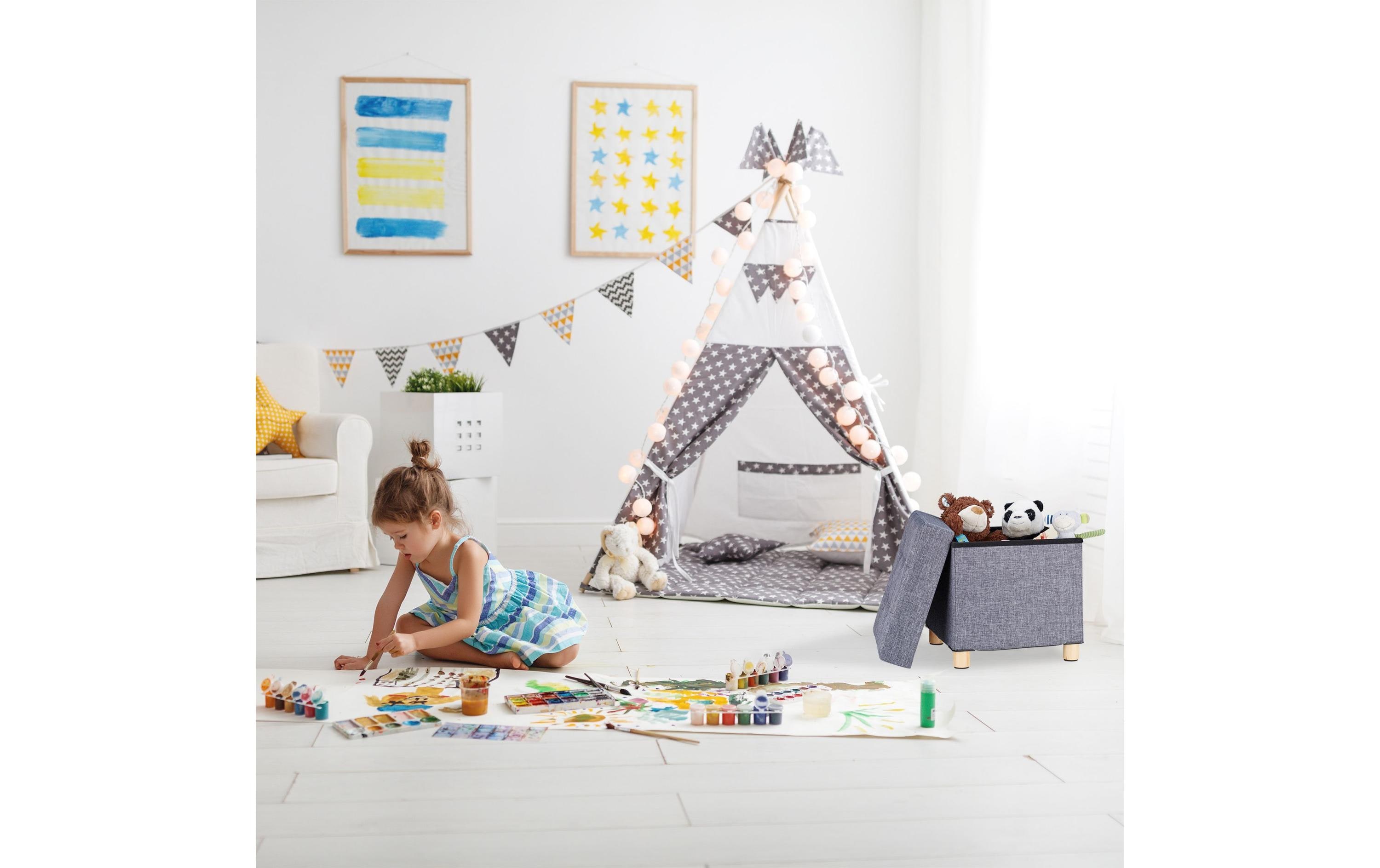 relaxdays Sitztruhe Dunkelbraun