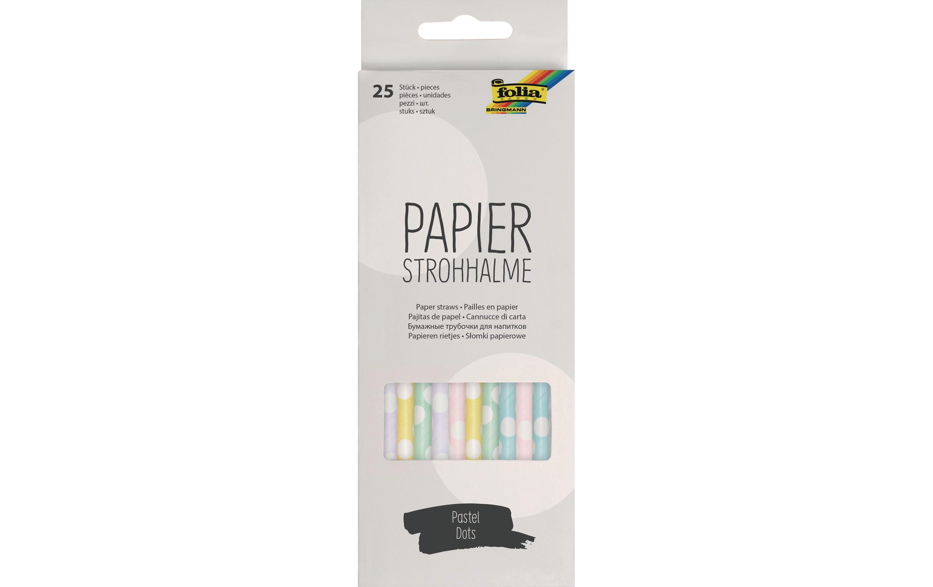 Folia Strohhalm Papier, 25 Stück Pastell Punkte
