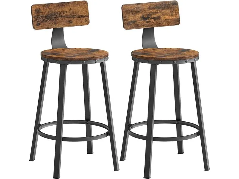 VASAGLE Barhocker aus Holzpanplatte, 2er Set 49.5 x 63 cm, Braun VASAGLE Barhocker aus Holzpanplatte, 2er Set 49.5 x 63 cm, Braun
