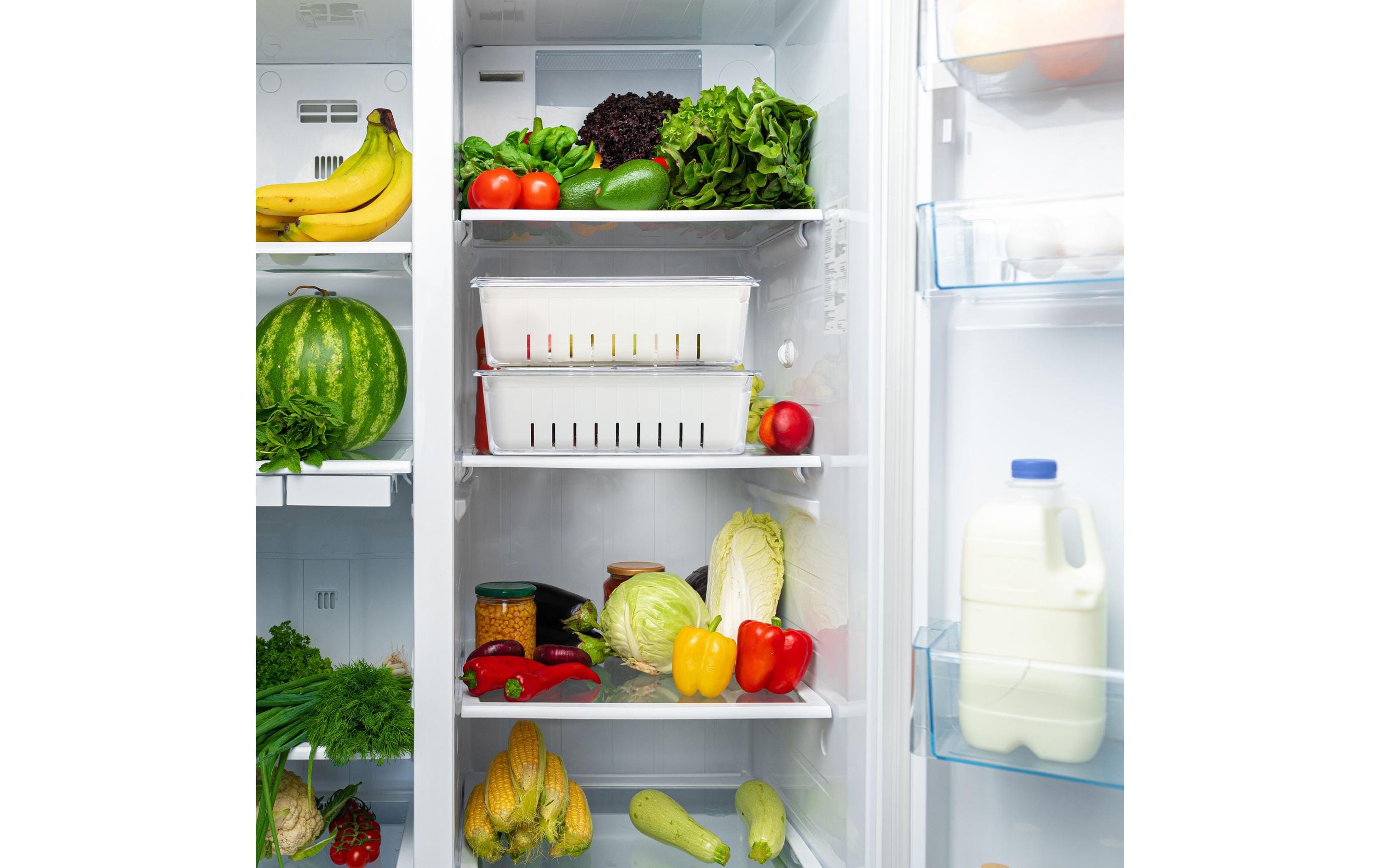 relaxdays Kühlschrankorganizer 600 g, 2 Stück, Transparent/Weiss