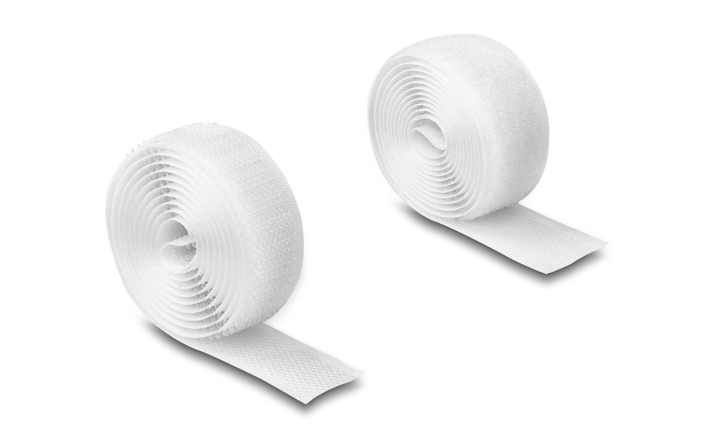 Delock Klettband 1 m x 20 mm mit Haft- und Flauschband Weiss