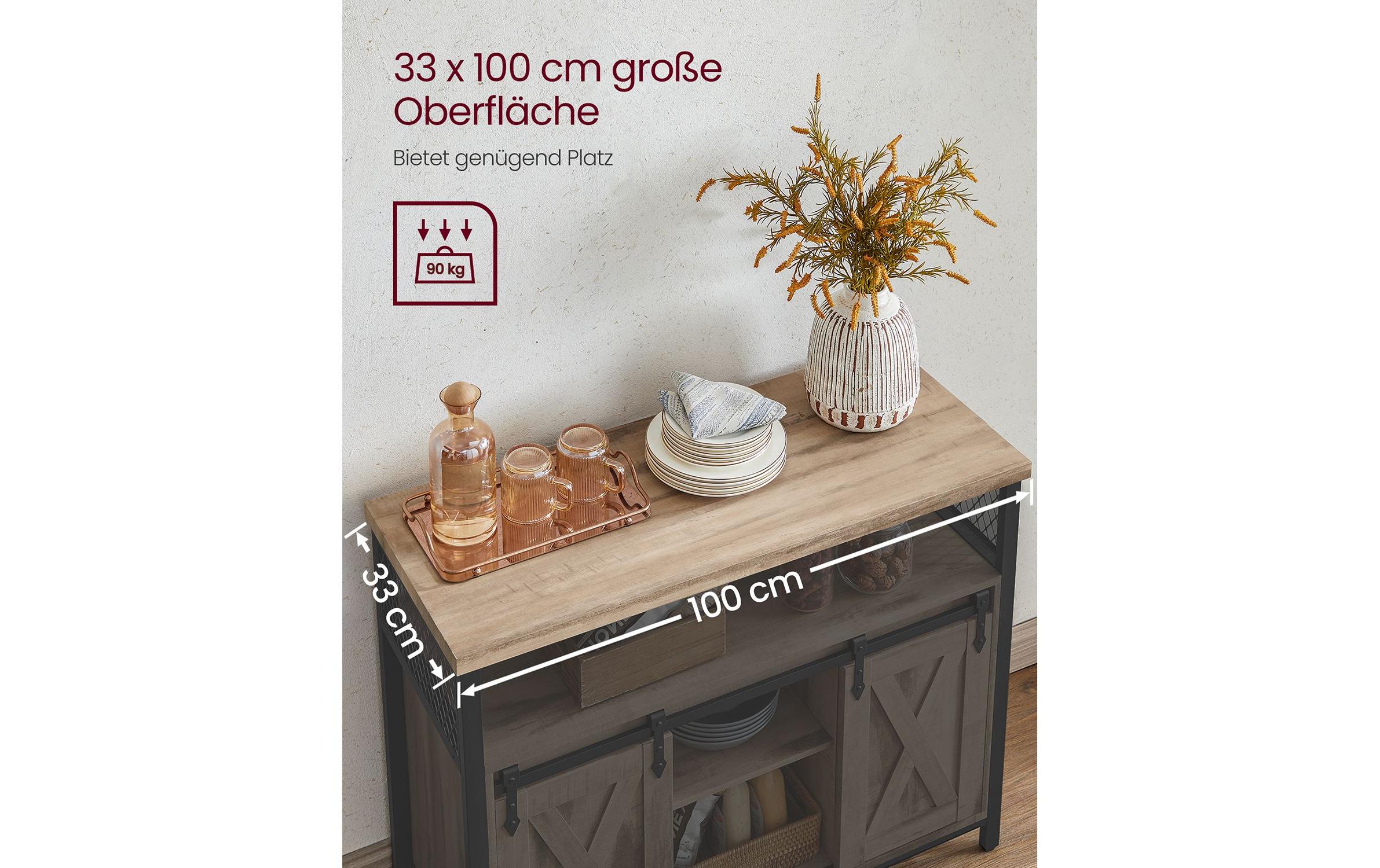 VASAGLE Kommode 100 x 80 cm, Braun/Schwarz