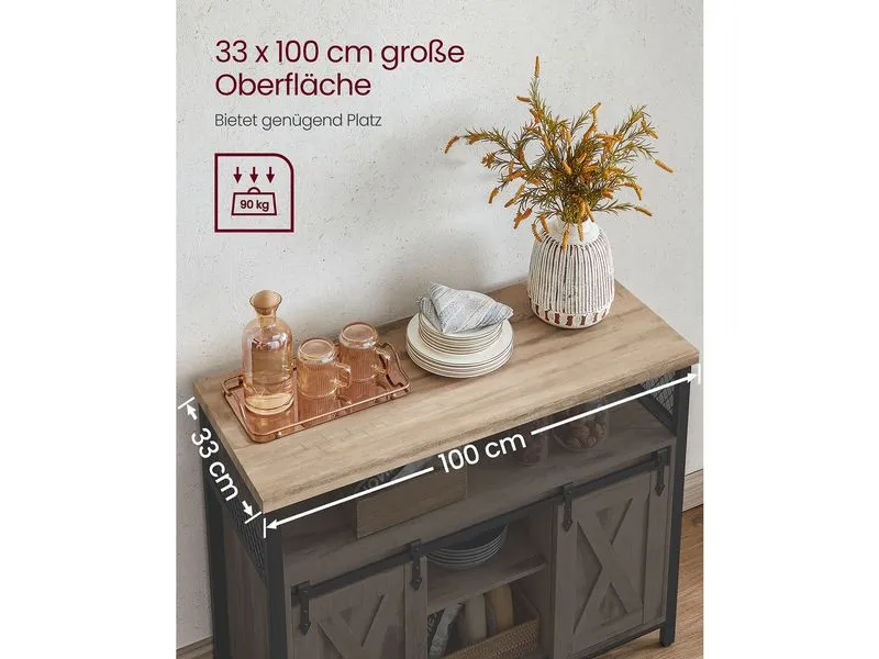 VASAGLE Kommode 100 x 80 cm, Braun/Schwarz VASAGLE Kommode 100 x 80 cm, Braun/Schwarz