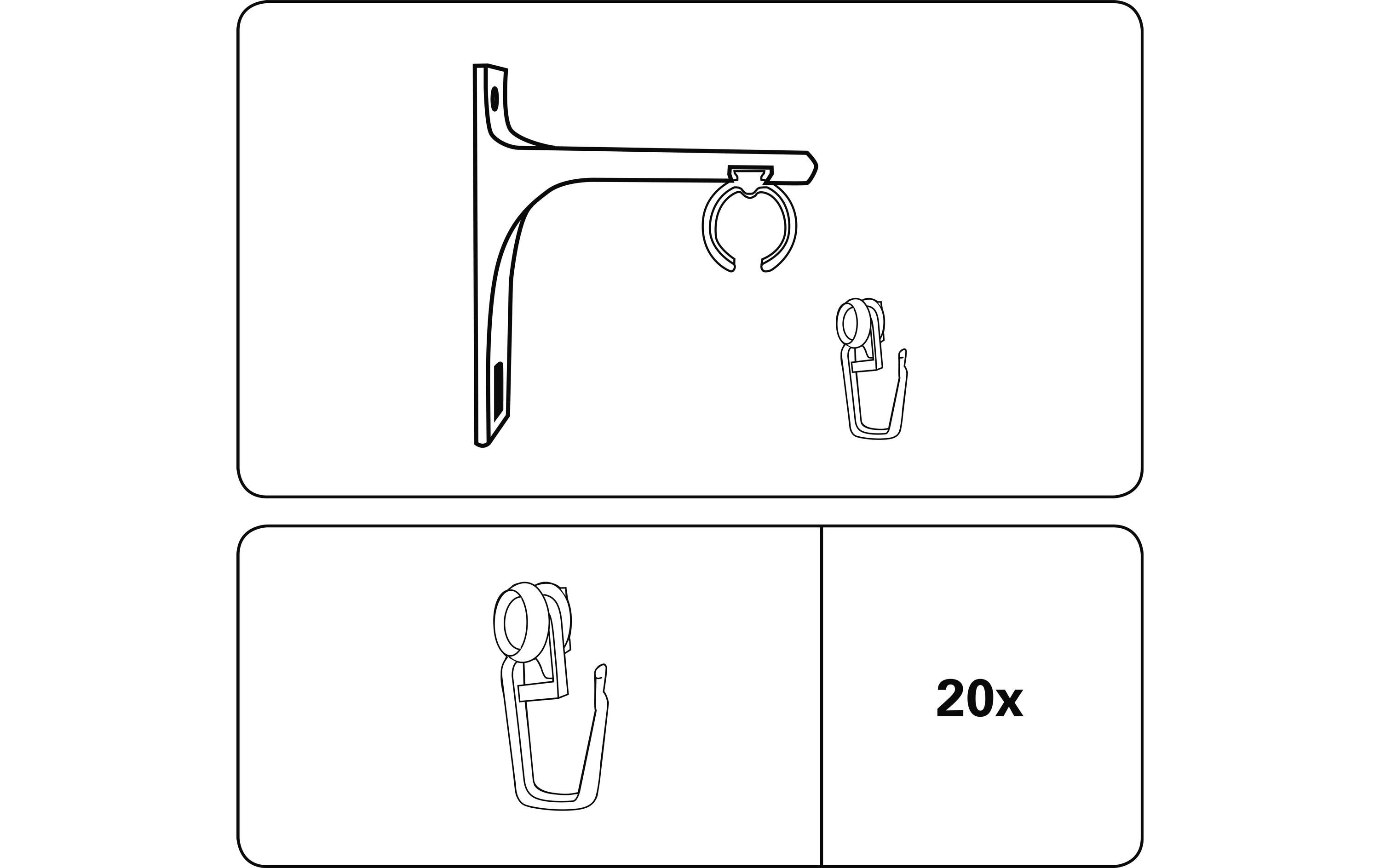 Gardinia Rollringe Thasos, 20-er Verpackung Schwarz