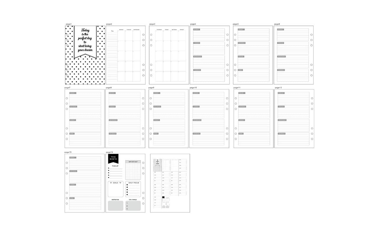 Creativ Company Papiersatzeinlage 5-Wochen-Plan, 142 x 210 mm, 7 Seiten Creativ Company Papiersatzeinlage 5-Wochen-Plan, 142 x 210 mm, 7 Seiten