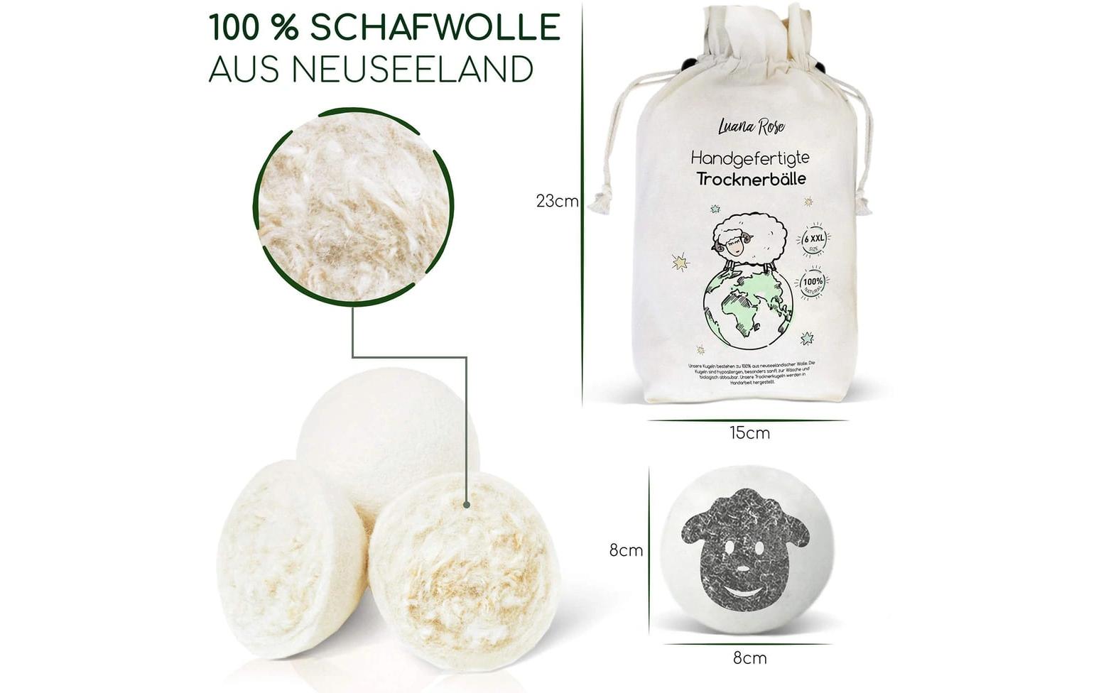 Luana Rose Trocknerbälle, Weiss, 6er-Set