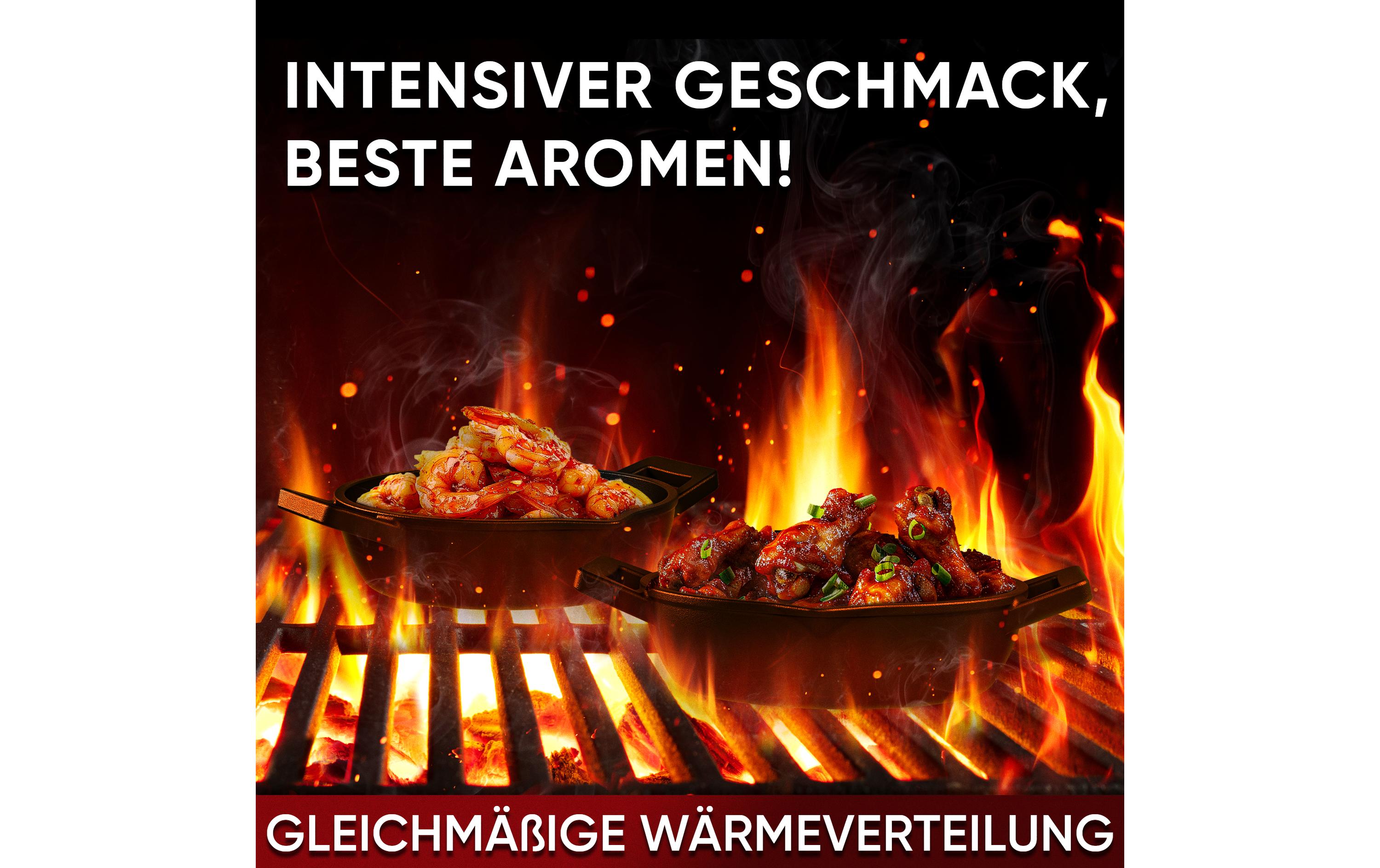 Gusskoenig Mini Rundpfanne Set mit Holzsockel Gusskoenig Mini Rundpfanne Set mit Holzsockel