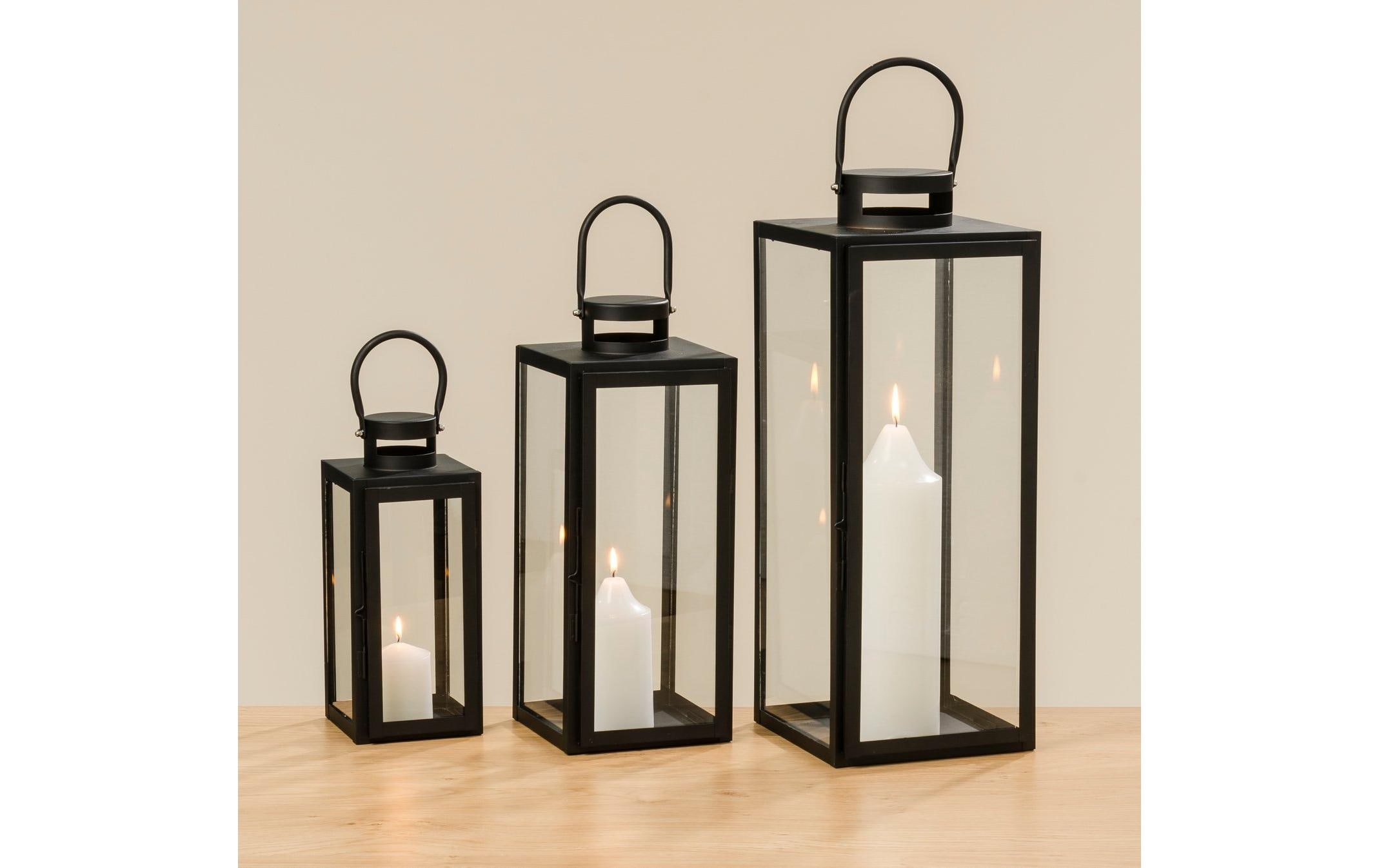 Boltze Laterne Arana 3-teilig, Braun/Transparent