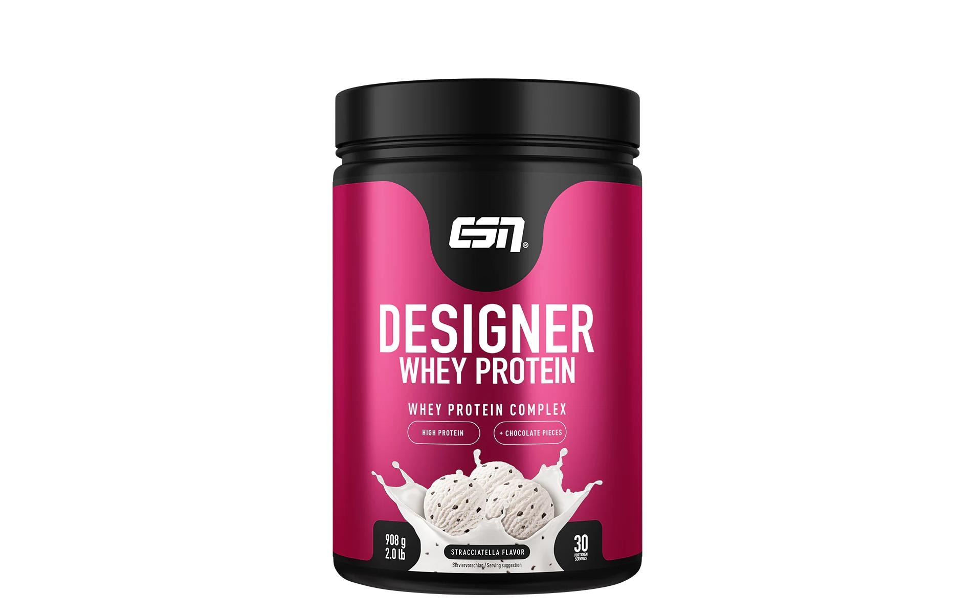 ESN Pulver Designer Whey Protein Stracciatella 908 g, Dose