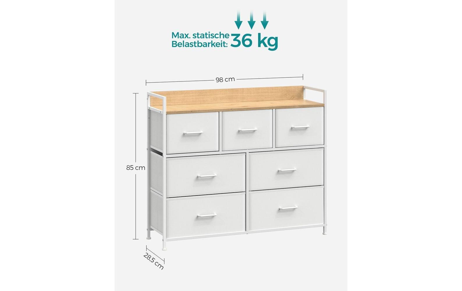 Songmics Kommode mit 7 Schubladen 98 x 85 cm, Weiss