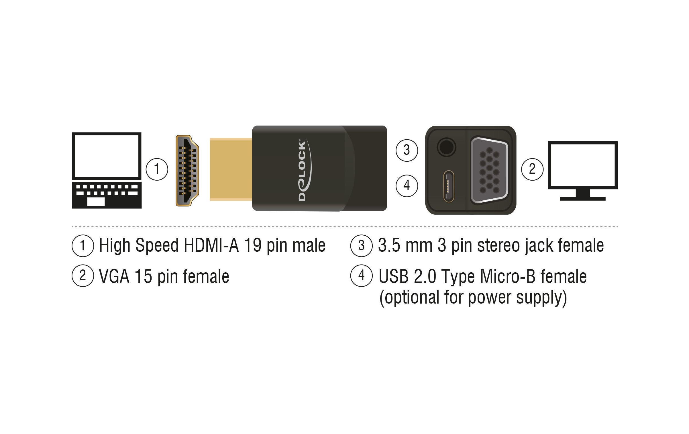 Delock Konverter HDMI - VGA mit Audio