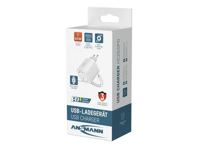 Ansmann Home Charger HC265PD mit Kabel und Apple Watch Lader 35W