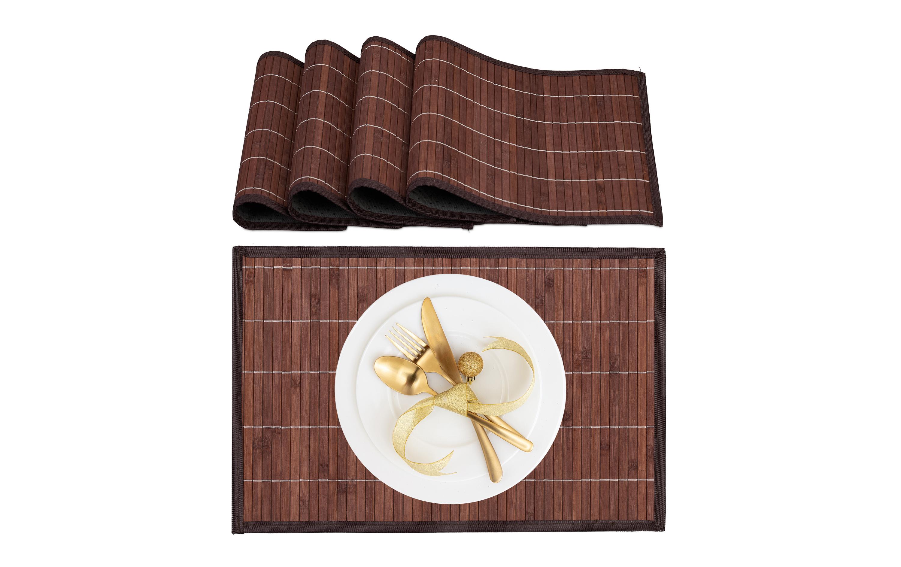 relaxdays Tischset Bambus 45 x 30 cm, Braun, 4 Stück