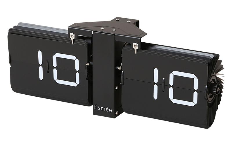 Esmée Wanduhr Flip Clock Schwarz