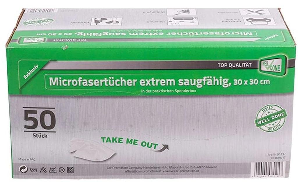 CPC Mikrofasertuch, 30 × 30 cm, Spenderkarton mit 50 Stück