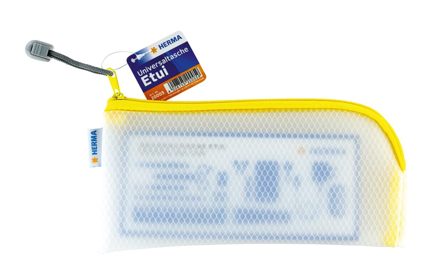 HERMA Etui Mesh Bag 23 x 11 cm, Gelb/Weiss