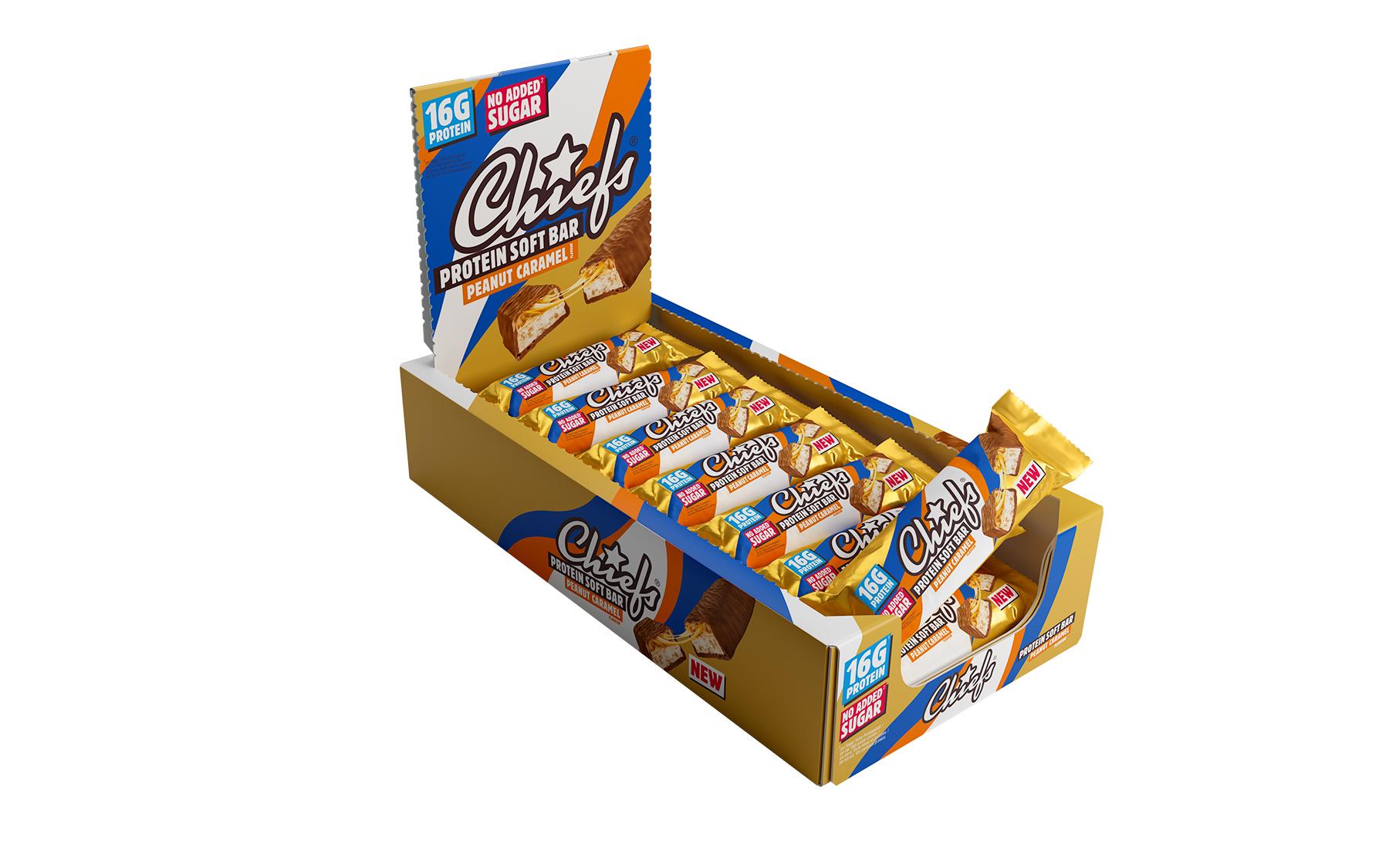 Chiefs Riegel Protein Softbar Erdnuss-Caramel, 15 x 16 g