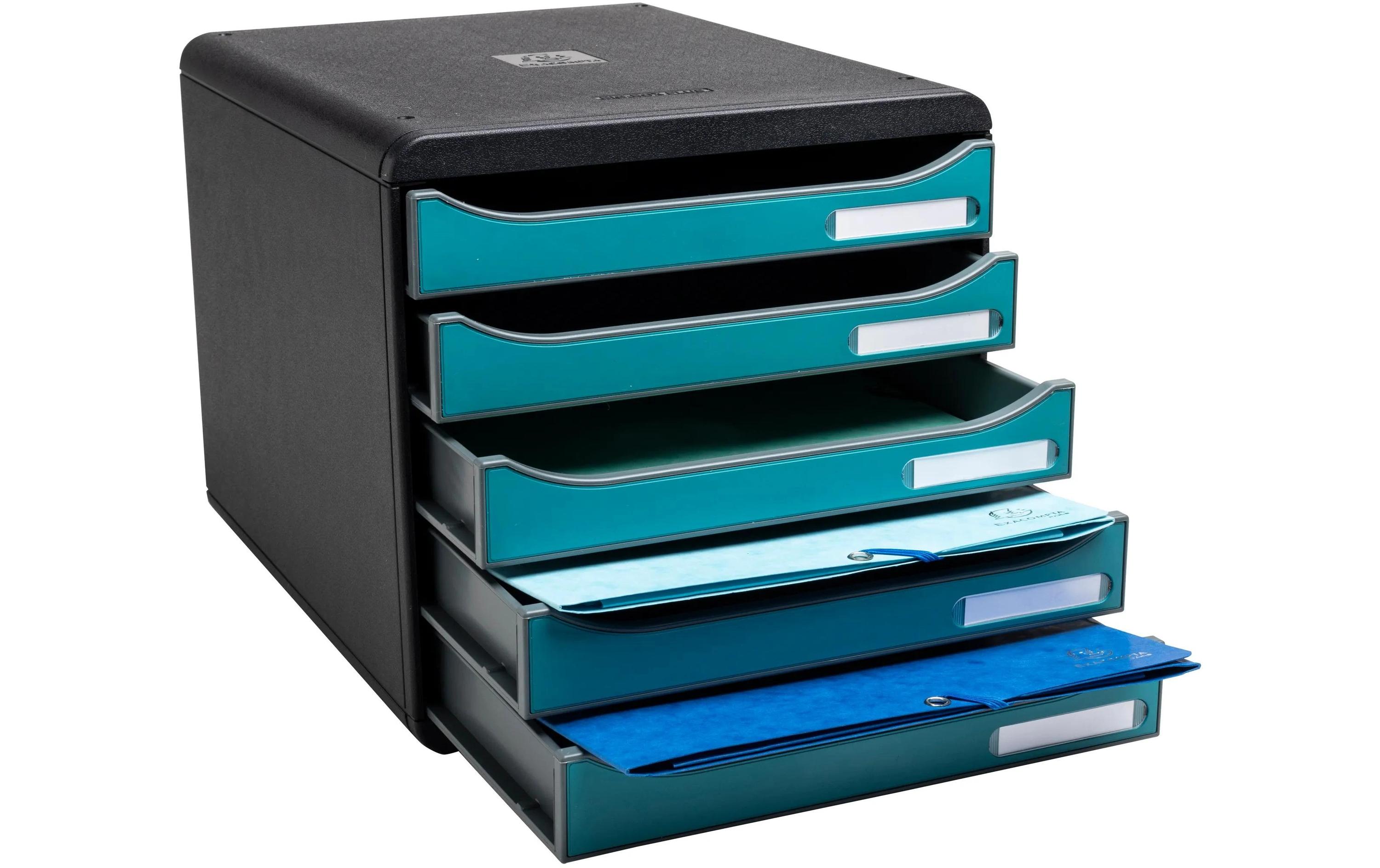 Exacompta Schubladenbox Big Box Plus Skandi, 5 Schubladen, Pazifikblau