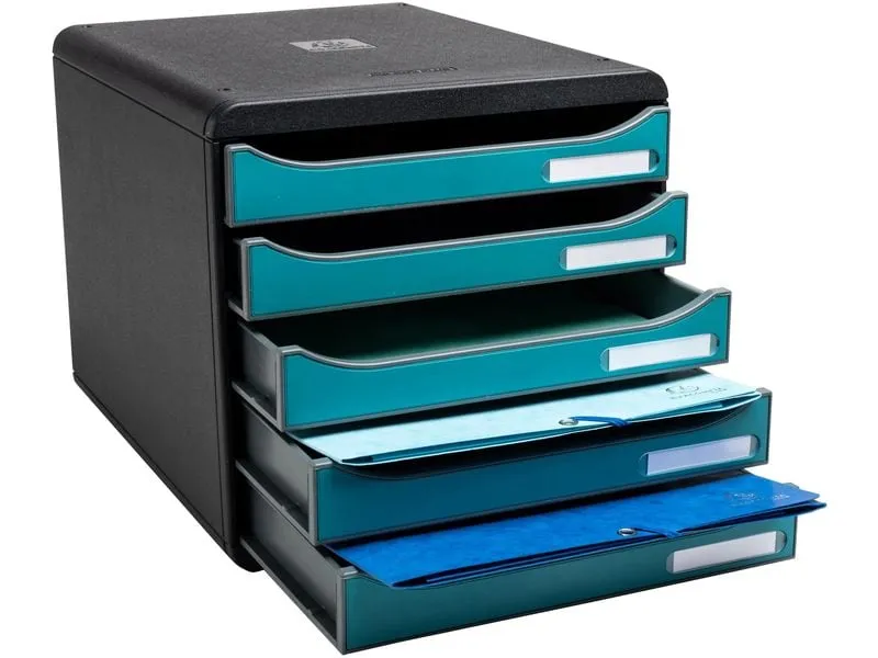 Exacompta Schubladenbox Big Box Plus Skandi, 5 Schubladen, Pazifikblau Exacompta Schubladenbox Big Box Plus Skandi, 5 Schubladen, Pazifikblau