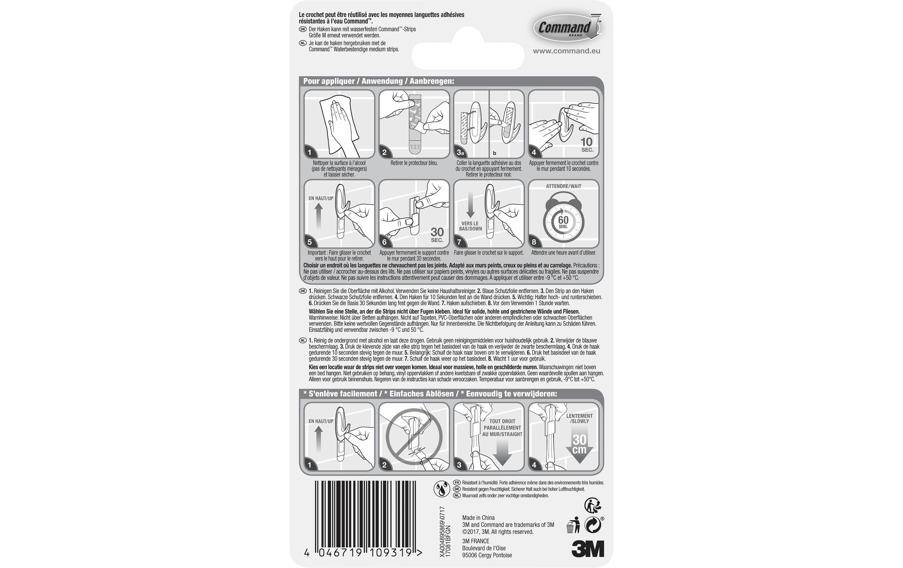 Command Klebehaken Bad Medium Designer 1.4 kg, Weiss