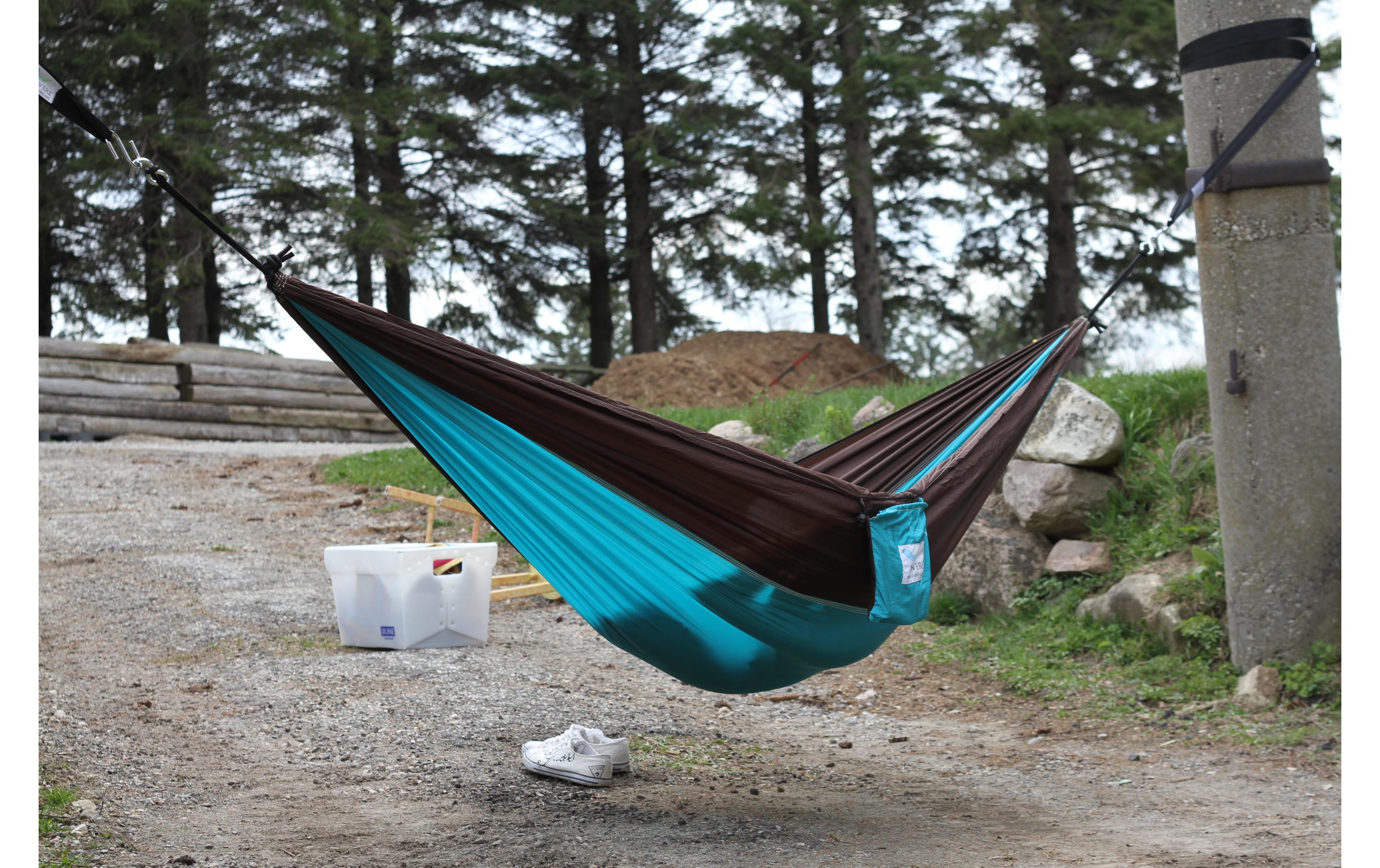 Vivere Doppelhängematte Parachute Hammock Braun/Türkis