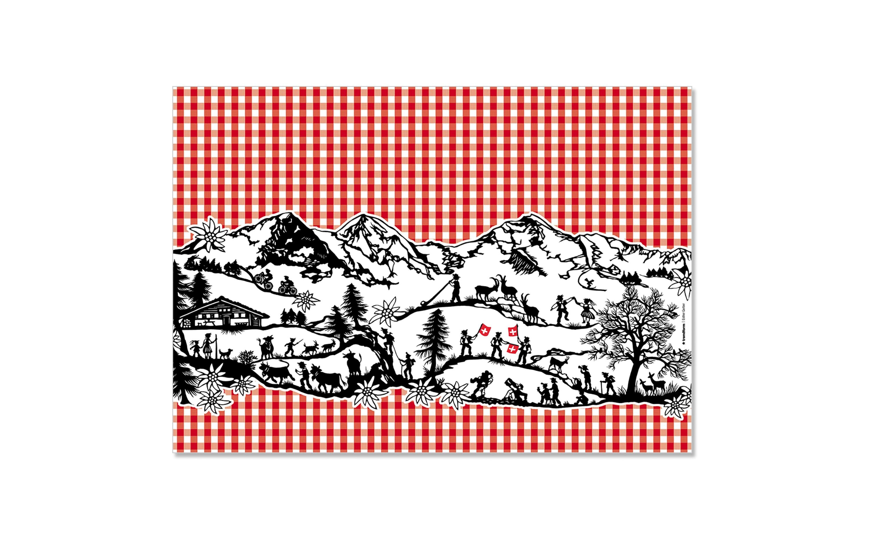 Trendform Tischset Swiss Tradition 5, 29.7 cm x 42 cm, Rot/Schwarz