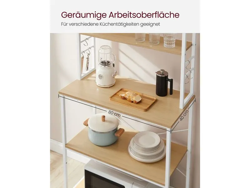 VASAGLE Küchenregal 6 Haken 80 cm x 167 cm, Braun/Weiss VASAGLE Küchenregal 6 Haken 80 cm x 167 cm, Braun/Weiss