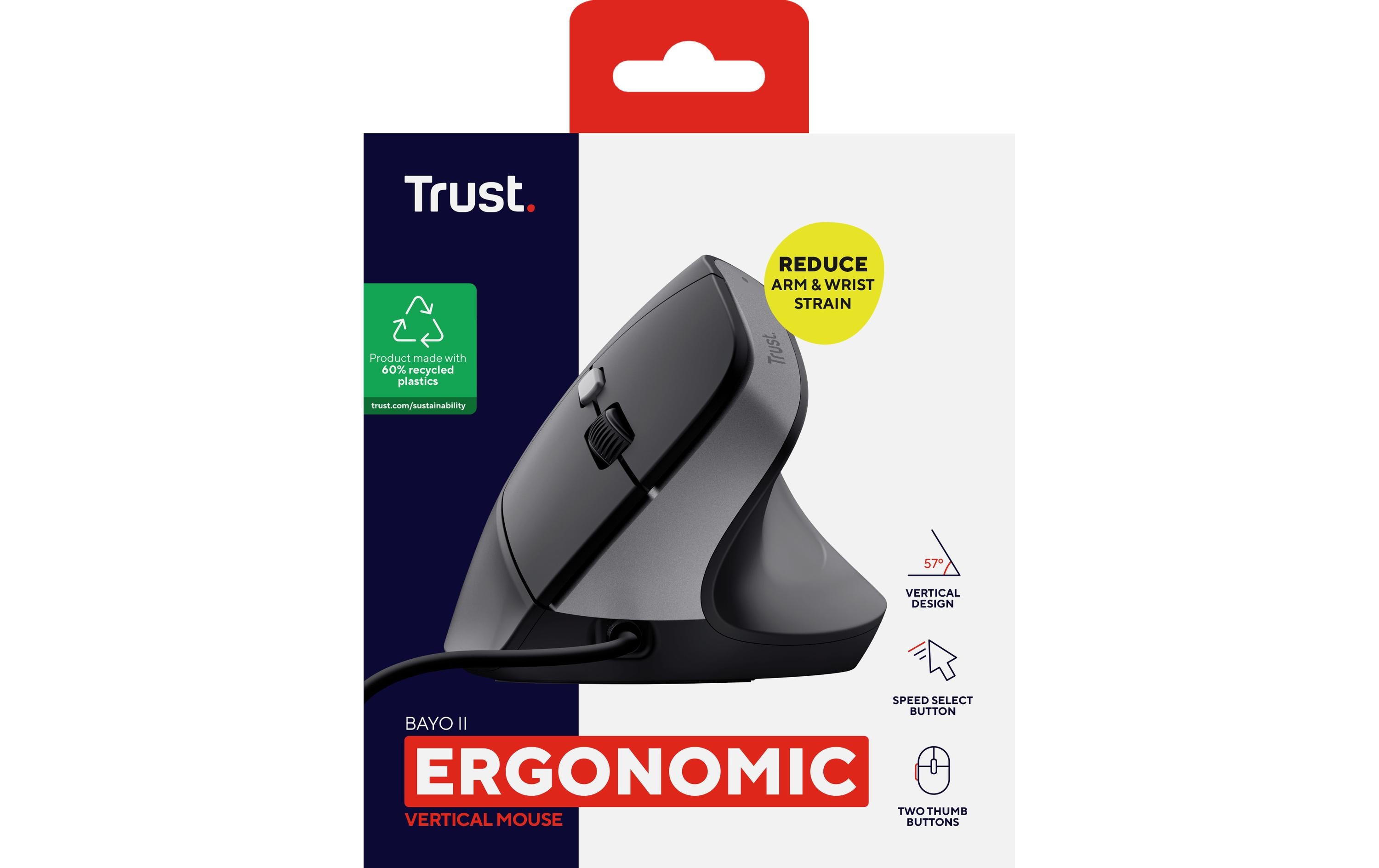 Trust Ergonomische Maus Bayo II Wired