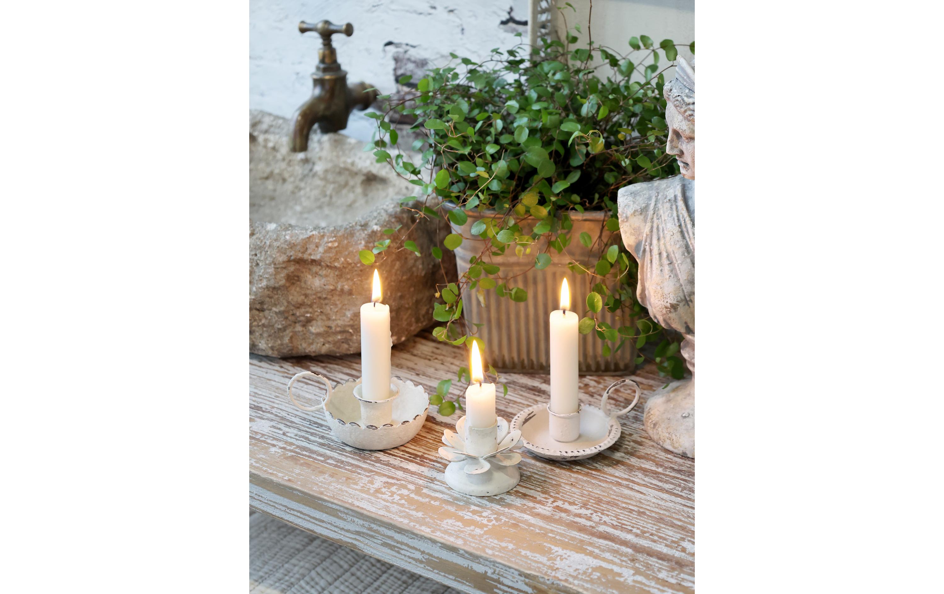 Chic Antique Kerzenständer 5 x 10.5 x 8 cm, Weiss