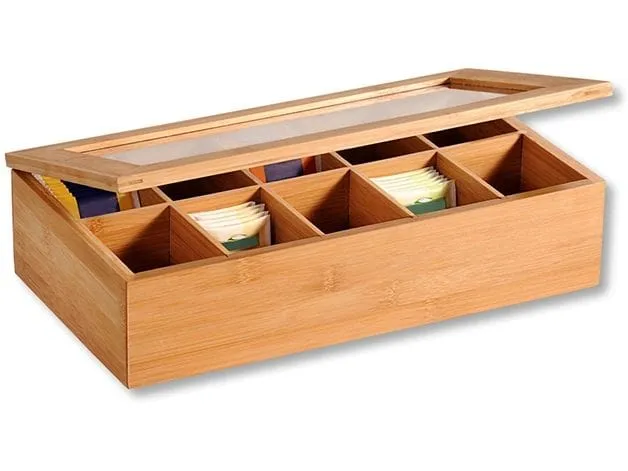 Kesper Teebeutel-Box Bambusholz Kunststoff Braun 10 Fächer